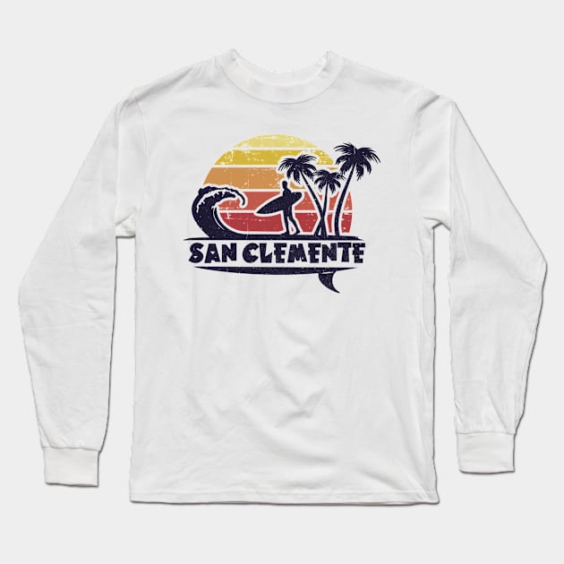 San Clemente surf beach. Perfect present for mom mother dad father friend him or her Long Sleeve T-Shirt by SerenityByAlex